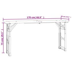 Skládací pivní stolek 170 x 50 x 75/105 cm masivní jedlové dřevo