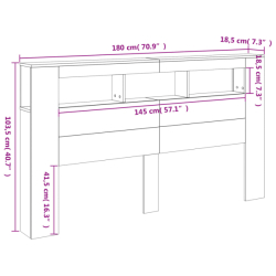 Čelo postele s LED dub sonoma 180 x 18,5 x 103,5 cm kompozit