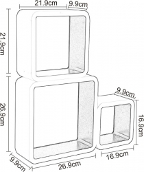 Nástěnná police Cube CD police sada 3 závěsných polic kostka 
